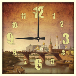 Часы настенные со стеклом "Старый город" цвет Выбеленный дуб (chst-b19)