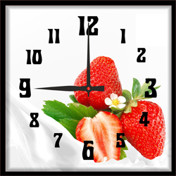 Часы настенные со стеклом "Фрукты и ягоды" цвет Черный (chst-ch05)