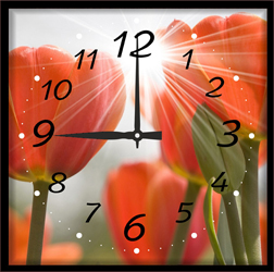 Часы настенные со стеклом "Солнечные цветы" цвет Черный (chst-ch13)