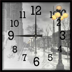 Часы настенные со стеклом "Город" цвет Черный (chst-ch14)