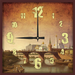 Часы настенные со стеклом "Старый город" цвет Венге (chst-p19)