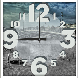 Часы настенные со стеклом "Городские мотивы" цвет Белый (chst-wh10)