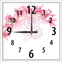 Часы настенные со стеклом "Розовые цветы" цвет Белый (chst-wh11)