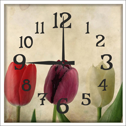 Часы настенные со стеклом "Романтические цветы" цвет Белый (chst-wh18)