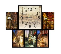 Часы настенные со стеклом коллаж "Париж" цвет Черный (chst06-ch01)