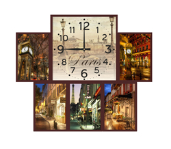 Часы настенные со стеклом коллаж "Париж" цвет Венге (chst06-p01)