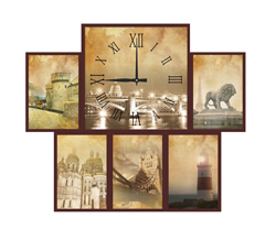Часы настенные со стеклом коллаж "Ночной город" цвет Венге (chst06-p20)