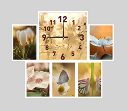Часы настенные со стеклом коллаж "Весенние пейзажи" цвет Белый (chst06-wh23)