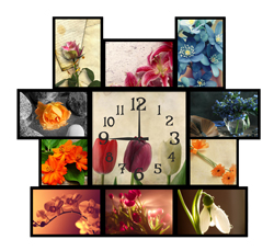 Часы настенные со стеклом коллаж "Романтические цветы" цвет Черный (chst11-ch18)