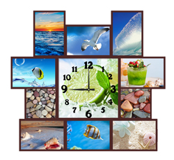 Часы настенные со стеклом коллаж "Мохито и море" цвет Венге (chst11-p17)