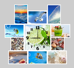 Часы настенные со стеклом коллаж "Мохито и море" цвет Белый (chst11-wh17)