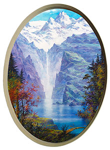 Постер овальный "Озеро в горах", Головин А., репродукция, арт. po-gola7