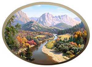 Постер овальный "Осень в горах", Басов С., репродукция, арт. po-pi16