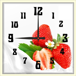Часы настенные со стеклом "Фрукты и ягоды" цвет Выбеленный дуб (chst-b05)