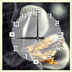 Часы настенные со стеклом "Цветы в виньетке" цвет Выбеленный дуб (chst-b07)