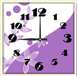 Часы настенные со стеклом "Фиолетовые цветы" цвет Выбеленный дуб (chst-b08)