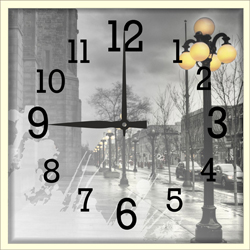 Часы настенные со стеклом "Город" цвет Выбеленный дуб (chst-b14)