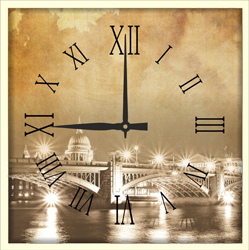 Часы настенные со стеклом "Ночной город" цвет Выбеленный дуб (chst-b20)