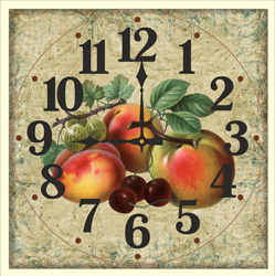 Часы настенные со стеклом "Фрукты" цвет Выбеленный дуб (chst-b25)