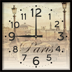 Часы настенные со стеклом "Париж" цвет Черный (chst-ch01)