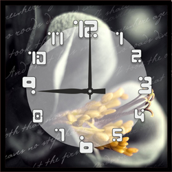 Часы настенные со стеклом "Цветы в виньетке" цвет Черный (chst-ch07)