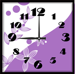 Часы настенные со стеклом "Фиолетовые цветы" цвет Черный (chst-ch08)