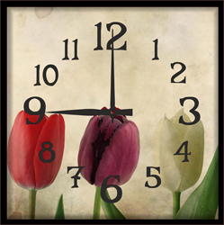 Часы настенные со стеклом "Романтические цветы" цвет Черный (chst-ch18)