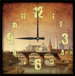 Часы настенные со стеклом "Старый город" цвет Черный (chst-ch19)