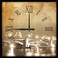 Часы настенные со стеклом "Ночной город" цвет Черный (chst-ch20)