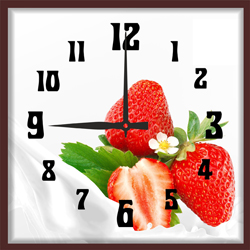 Часы настенные со стеклом "Фрукты и ягоды" цвет Венге (chst-p05)