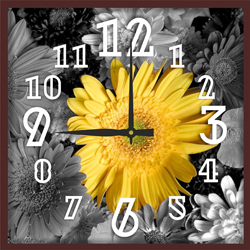 Часы настенные со стеклом "Цветы на черно-белом фоне" цвет Венге (chst-p06)