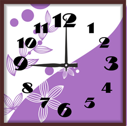 Часы настенные со стеклом "Фиолетовые цветы" цвет Венге (chst-p08)