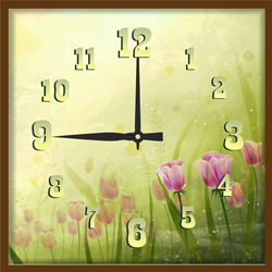 Часы настенные со стеклом "Нежные цветы" цвет Венге (chst-p09)