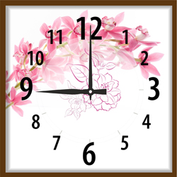 Часы настенные со стеклом "Розовые цветы" цвет Венге (chst-p11)