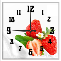 Часы настенные со стеклом "Фрукты и ягоды" цвет Белый (chst-wh05)