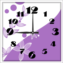 Часы настенные со стеклом "Фиолетовые цветы" цвет Белый (chst-wh08)