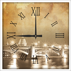 Часы настенные со стеклом "Ночной город" цвет Белый (chst-wh20)