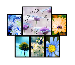 Часы настенные со стеклом коллаж "Полевые цветы" цвет Черный (chst06-ch03)