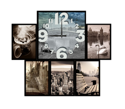 Часы настенные со стеклом коллаж "Городские мотивы" цвет Черный (chst06-ch10)