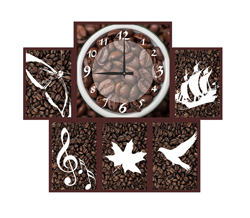Часы настенные со стеклом коллаж "Кофейные панно" цвет Венге (chst06-p12)