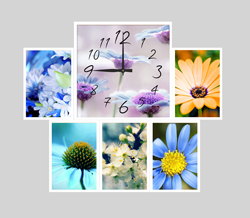 Часы настенные со стеклом коллаж "Полевые цветы" цвет Белый (chst06-wh03)