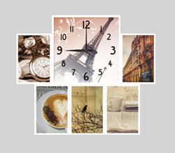 Часы настенные со стеклом коллаж "Прованс" цвет Белый (chst06-wh04)