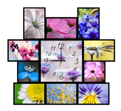 Часы настенные со стеклом коллаж "Полевые цветы" цвет Черный (chst11-ch03)