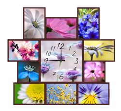 Часы настенные со стеклом коллаж "Полевые цветы" цвет Венге (chst11-p03)