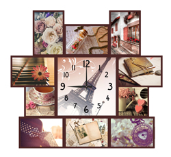 Часы настенные со стеклом коллаж "Прованс" цвет Венге (chst11-p04)
