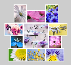 Часы настенные со стеклом коллаж "Полевые цветы" цвет Белый (chst11-wh03)