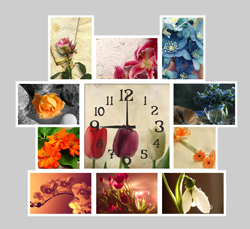 Часы настенные со стеклом коллаж "Романтические цветы" цвет Белый (chst11-wh18)