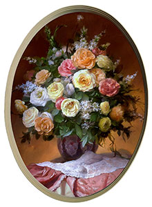 Постер овальный "Букет из роз", Севрюков Д., репродукция, арт. po-cd6