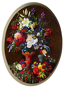 Постер овальный "Натюрморт с красной вазой", Головин А., репродукция, арт. po-gola3